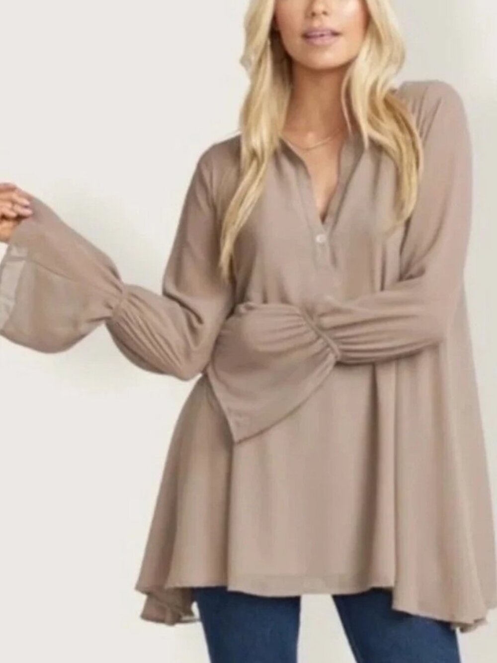 Show Me Your Mumu Perveen Long Sleeve Chiffon Tunic Top Blouse Women's S